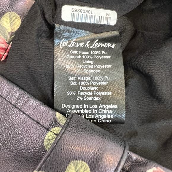 For Love And Lemons Wren Mini Skirt Roses, Faux Leather, Romantic Sexy, SZ M - Picture 8 of 10